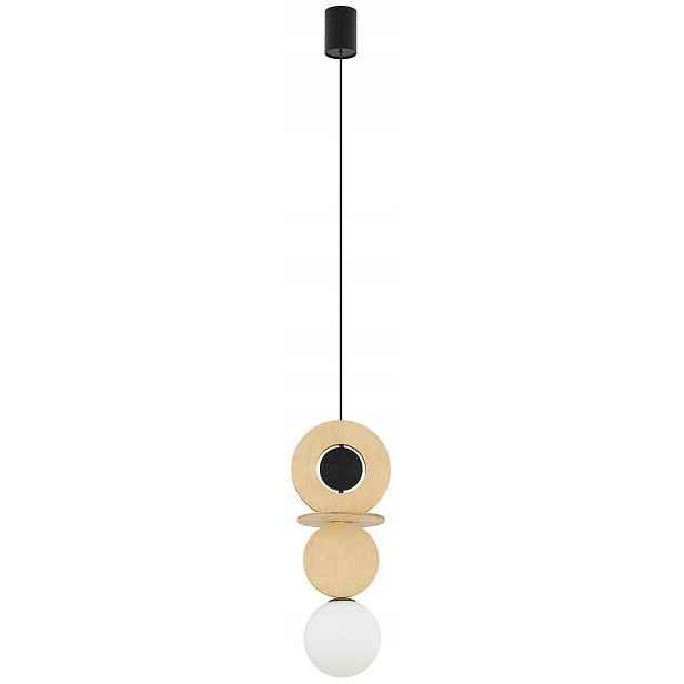Závěsná lampa Drops Wood A Hnědá Bílá Skleněná Stínidlo 1xG9 Stropní Svítidlo