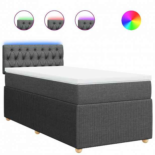 vidaXL Box spring postel s matrací tmavě šedá 90x190 cm textil