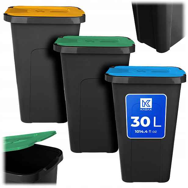 3x Odpadkový Koš 30 L Nádoba Na Třídění Odpadu Odpadky Kuchyňské Koše
