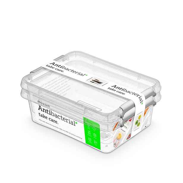 antibakter.box 1,15 l -sada-2ks, 19,5x15x8cm, transp.plast