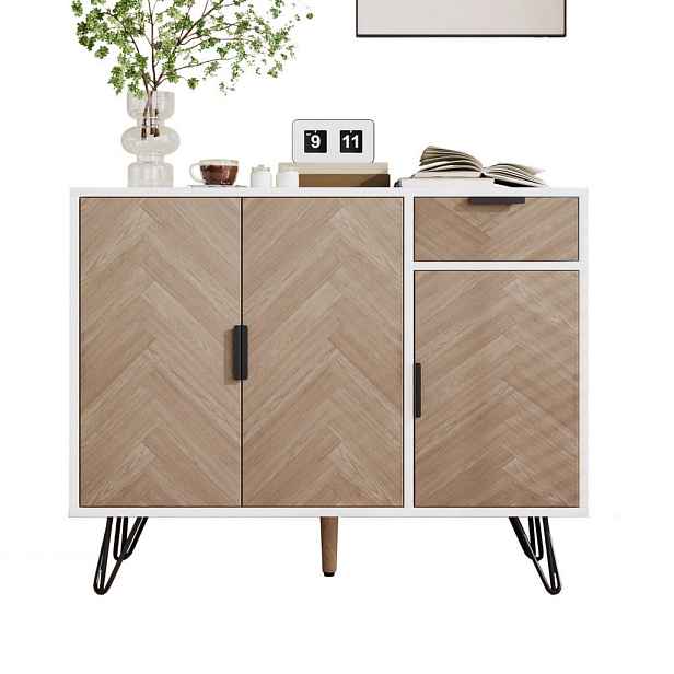 Modenvie SIDEBOARD 90/30/71,5 cm z MDF a dřevotřísky, bílá v dekoru dřeva