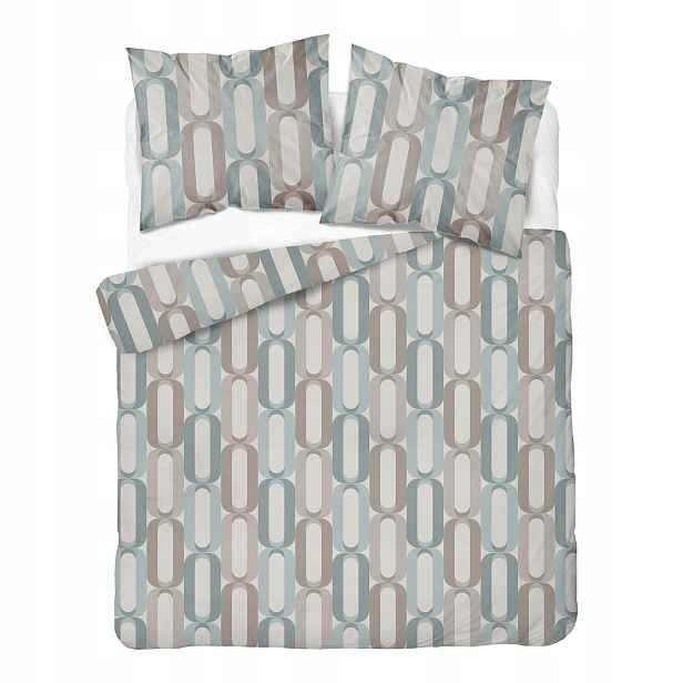 Povlečení Home Satin 180x200 šedá béžovo-mátový geometrický vzor