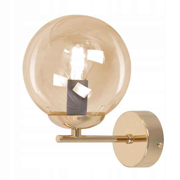Nástěnná lampa Kaja Grand loft zlatá jantarová koule E14 1x10W