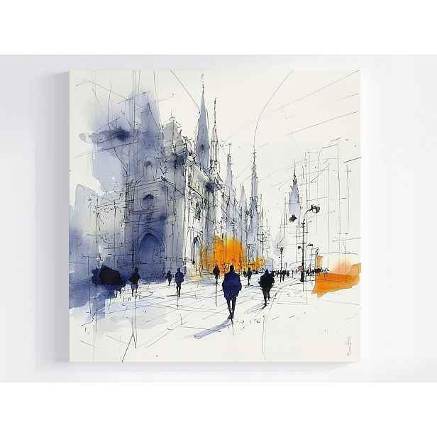Obraz Na Plátně Kresba Kreska Město Ulice Lidé Pohyb Gwar 50x50