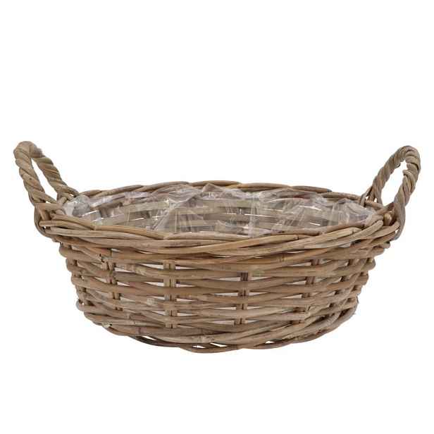 Ratanový nízký květináč /koš s uchy Ivy grey - Ø 40*13/ 18 cm daan kromhout