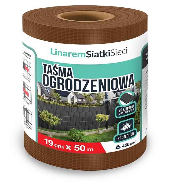 Stínící Panelové Pásy 19 Cm x 50 m Ochranná Podložka Na Ploty Bronz Klipy