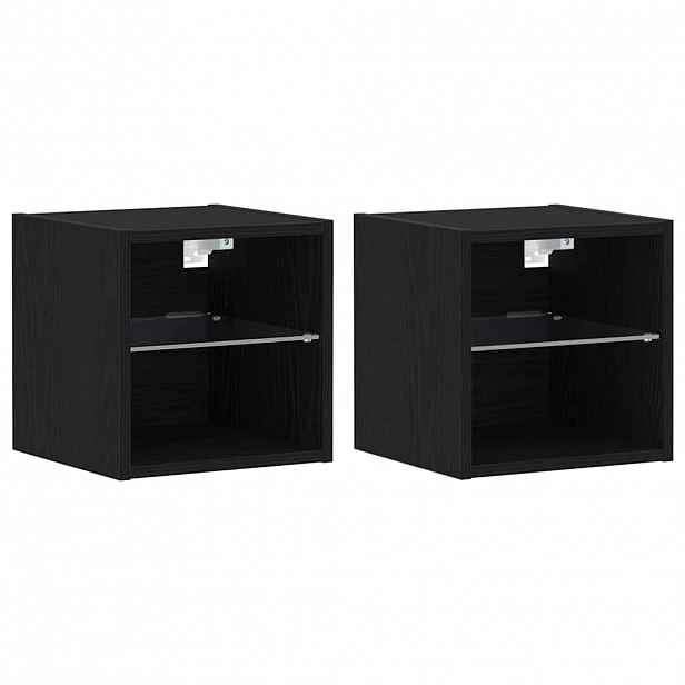 vidaXL LED nástěnná inteligentní skříňka 2 ks Černá 30 x 28,5 x 30 cm