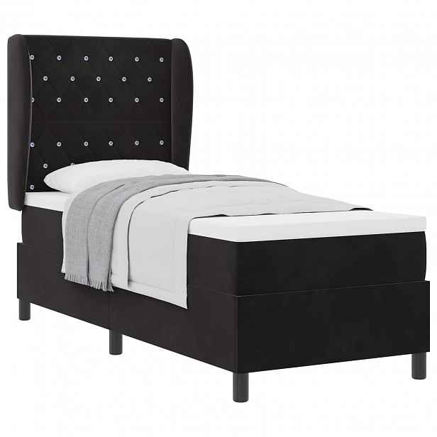 vidaXL Postel s boxspringem s matrací s čelo Černý 200 x 80 cm samet