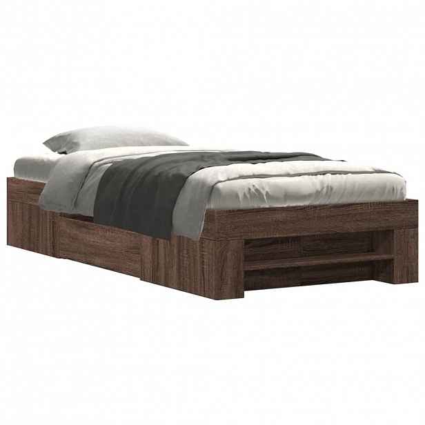 vidaXL Rám postele bez matrace hnědý dub 90 x 190 cm kompozitní dřevo