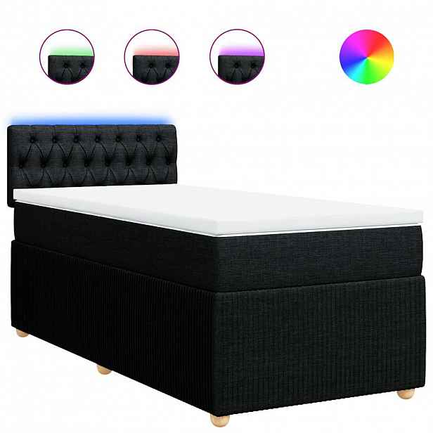 vidaXL Box spring postel s matrací černá 90x190 cm textil