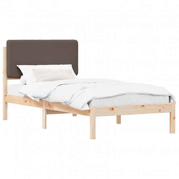 vidaXL Rám postele s čalouněným čelem s čelo Taupe 90 x 190 cm