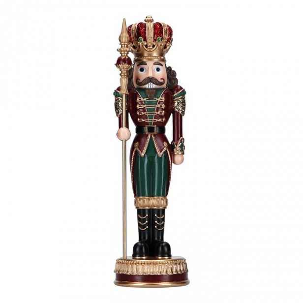Figurka Louskáček na ořechy Král vínově zelený 35,5 cm