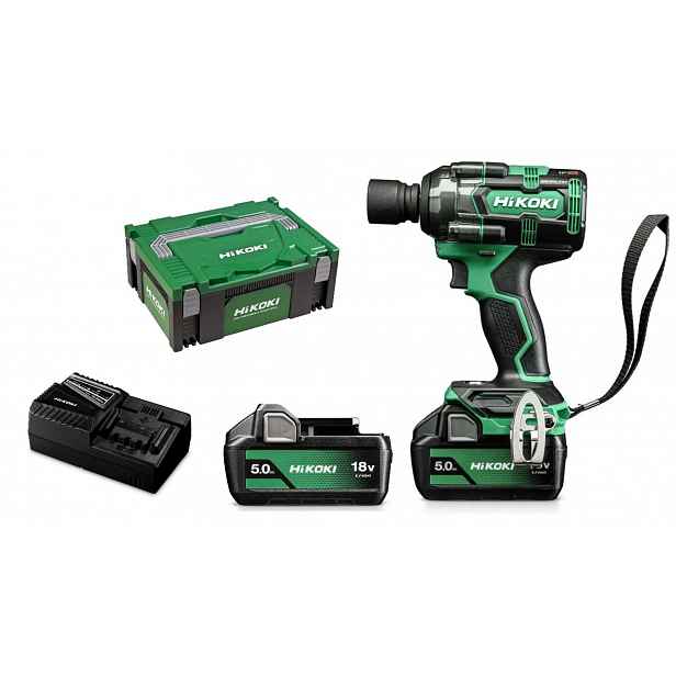 HiKOKI - 18V AKU rázový utahovák, 2x 5,0 Ah Li-Ion, nabíječka WR18DHWPZ