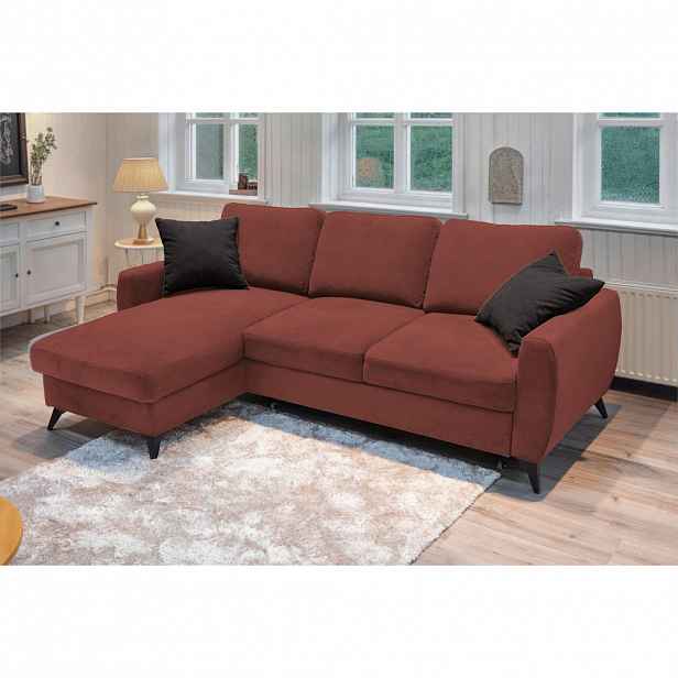Livetastic ROHOVÁ ROZKLÁDACÍ POHOVKA, kov, textil, kompozitní dřevo, červenohnědá