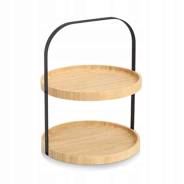 Zeller Etažér kulatý bambus, černý 25x25x33cm
