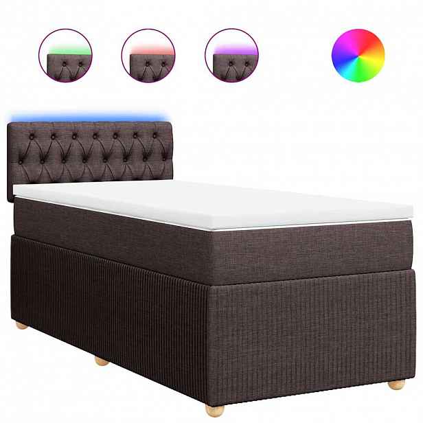 vidaXL Box spring postel s matrací tmavě hnědá 90x190 cm textil