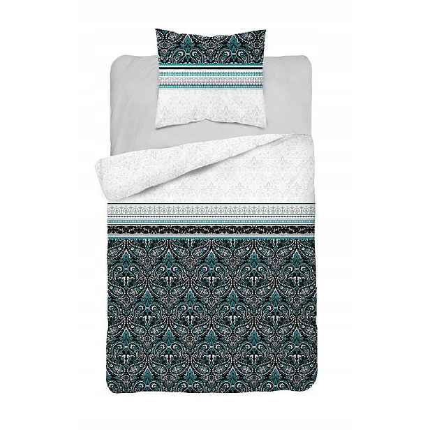 Povlečení 140x200 Ornamenty tyrkysová bílá oreintální Home Satin
