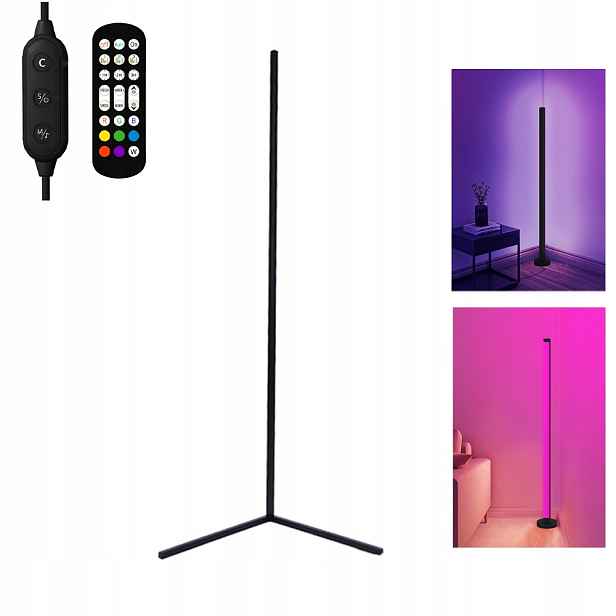 Stojací Rgb Led podlahová lampa rohová 155CM dálkový ovladač, Aplikace Music Sensor