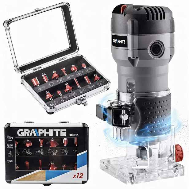 Graphite Frézka okrajová 510W Frézy 12 ks Horní vřetenová 6-8 mm