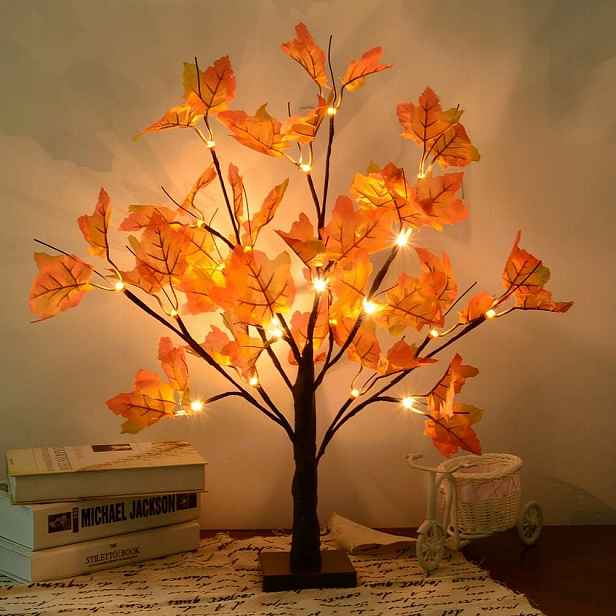Javorový list, 24 Led diod, 49 cm, javorové listy (podzimní dekorace)