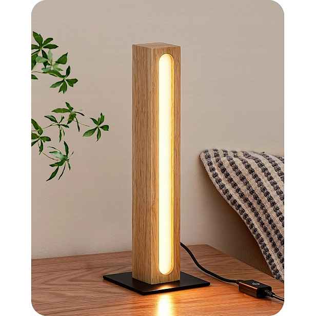 Noční Lampa Led Dřevěná, Stmívatelná, 3 Barvy, Dotyková Ložnice