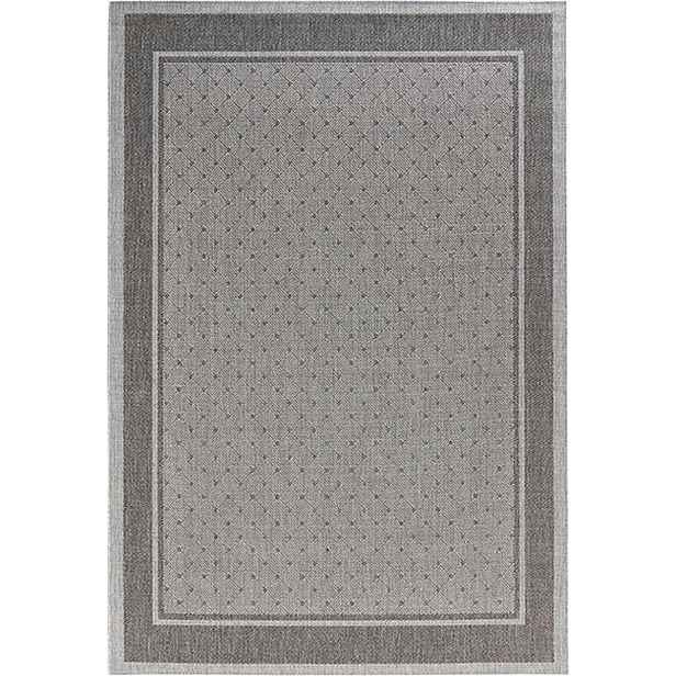 Šedý koberec typu sisal, plochý na terasu, vnější vnitřní rozměr 160x230