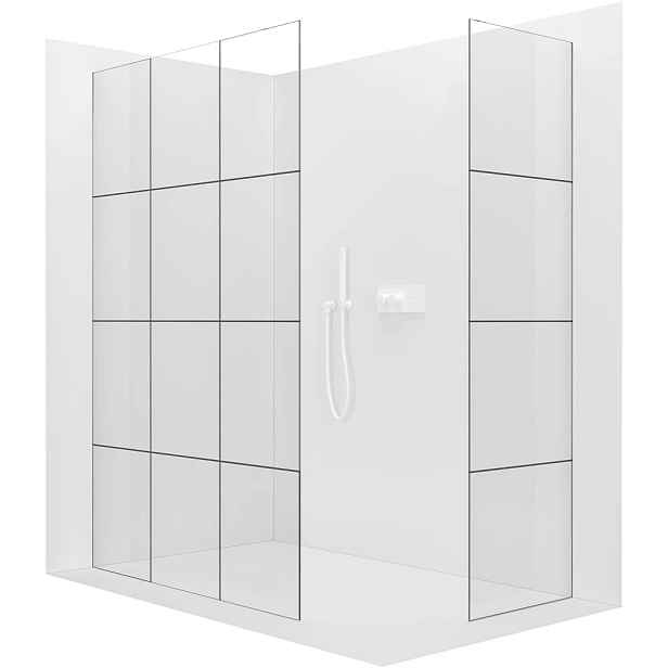 Sprchová zástěna Walk-in Crystal T L/P - 8 mm - bezvzpěrový systém - bílá matná, industriální sklo - 150x110x200 cm