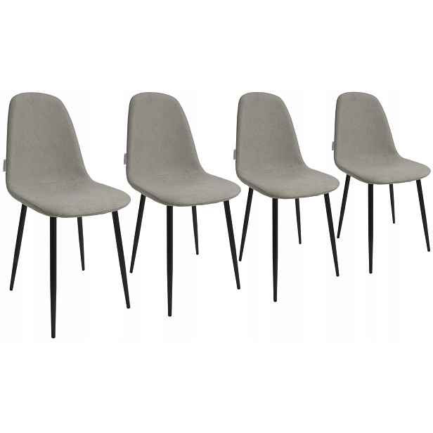 Sada 4 kusů židlí z materiálu DankorDesign Dsw béžové kovové nohy grafit
