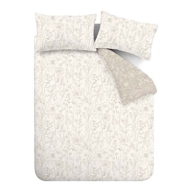 Béžové flanelové prodloužené povlečení na dvoulůžko 230x220 cm Floral Toile – Bianca