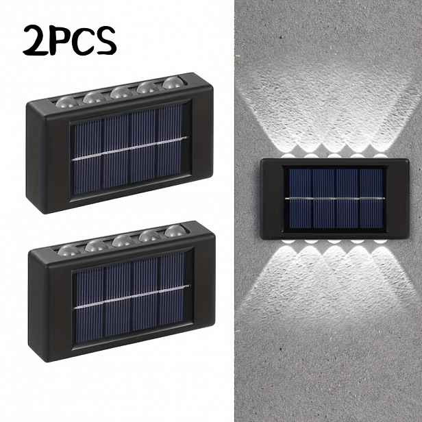 TEMU 2 ks Letní 10-LED Solární Světlo Citlivé na Světlo Samonasvícené, Jasná Světla do Garáže, Konvexní Zrcadlo Horní a Dolní Osvětlení 0 Účtová