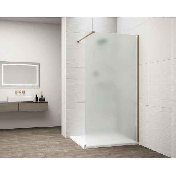 Polysan Esca - Sprchová stěna Walk-In 100x210 cm, Antidrop, matné sklo/matná zlatá ES1110-04
