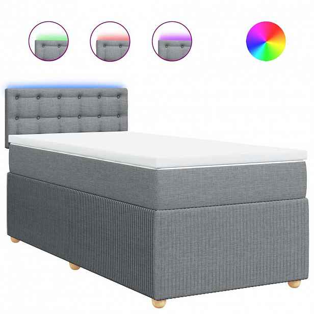vidaXL Box spring postel s matrací světle šedá 90x190 cm textil
