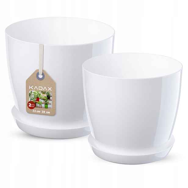 Květináč Obal Bílý Lesk Set 23+28 cm