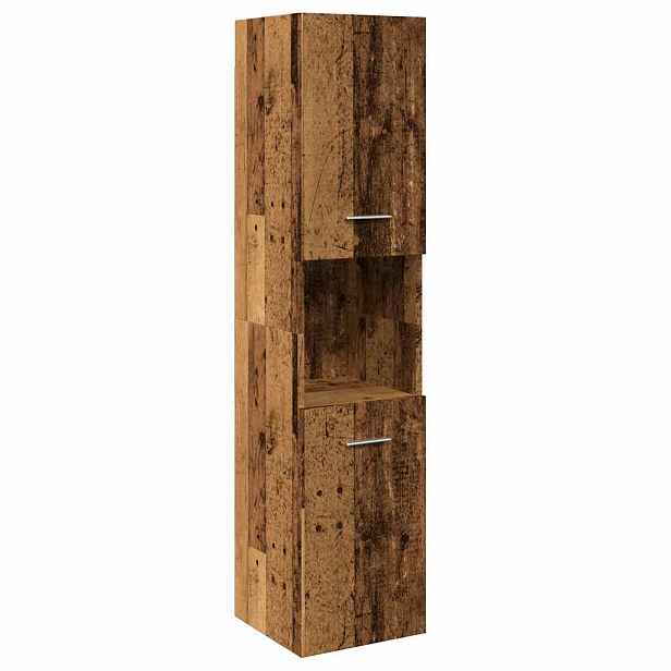 vidaXL Koupelnová závěsná skříňka old wood 30 x 30 x 130 cm kompozit