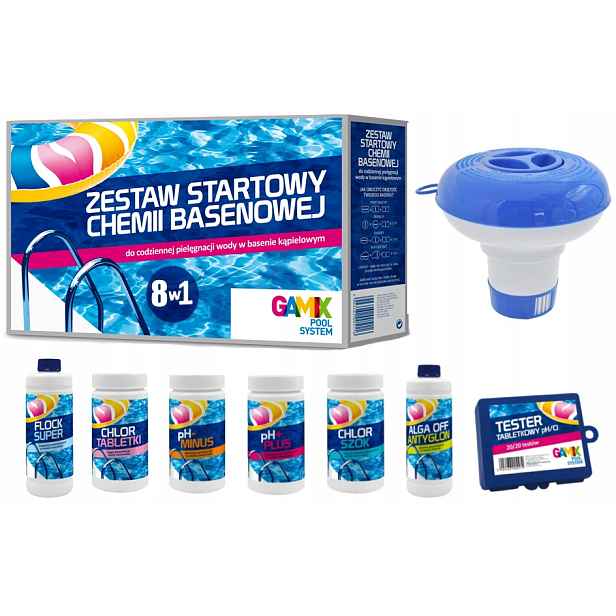 Gamix Startovací Sada 8v1 Chemie Do Bazénu Chemie Tablety Plovák Mini