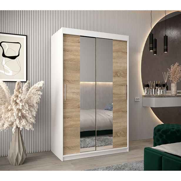 Skříň s posuvnými dveřmi v šířce 120 cm TIMEA 1 - bílá / dub sonoma