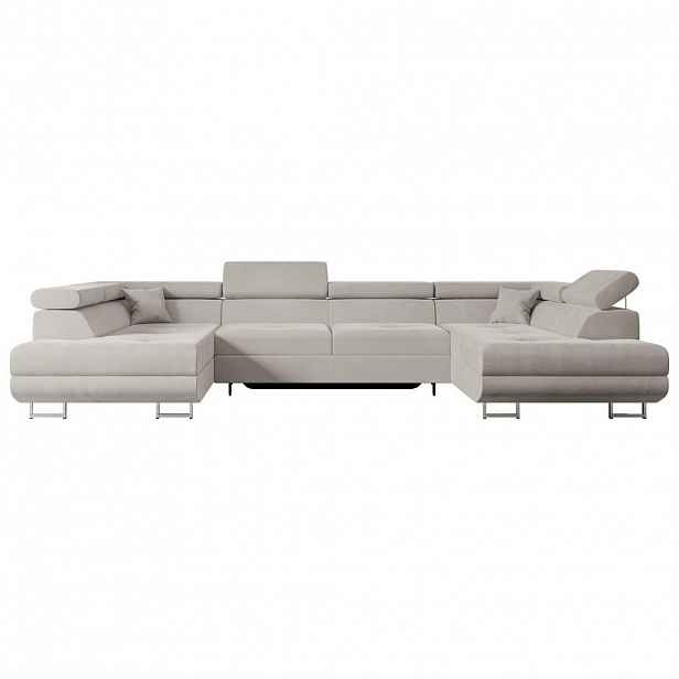 ALTDECOR SEDACÍ SOUPRAVA s funkcí lůžka a úložným prostorem GUSA-U 342x202x107 cm světle hnědá barva velur