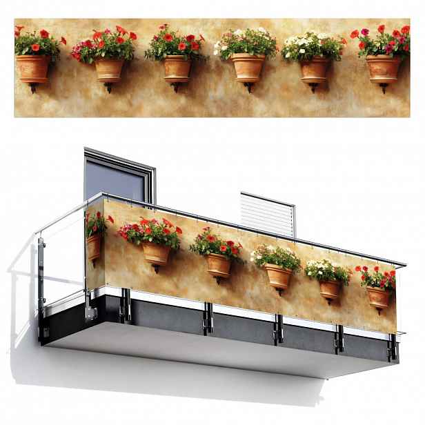 MuchoWow BALKONOVÁ ZÁSTĚNA Květináče - Nástěnné - Vintage 500x120 cm