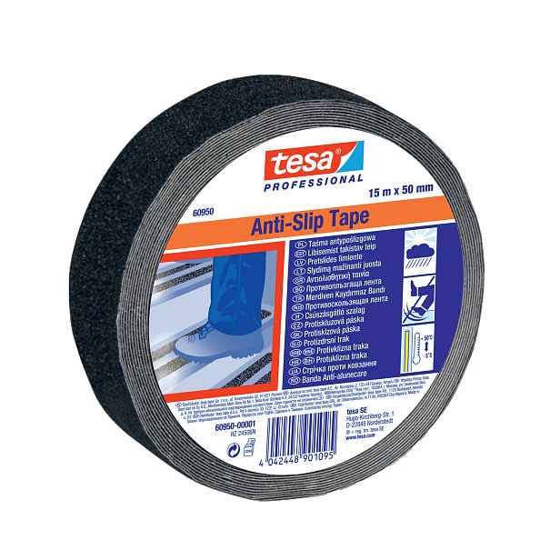 samolepicí protiskluzová lepicí páska na schody tesa 15 m x 50 mm, černá