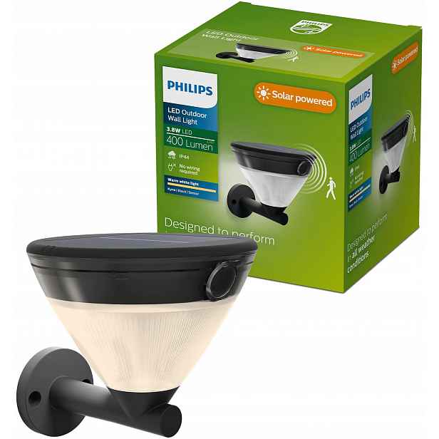 Zahradní nástěnné svítidlo Solární venkovní lampa 3.8W Snímač pohybu Kyna Philips