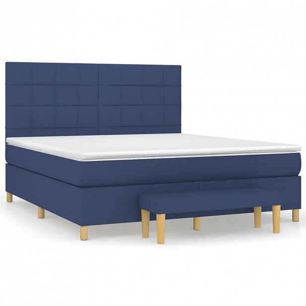 vidaXL Box spring postel s matrací modrá 160x200 cm textil