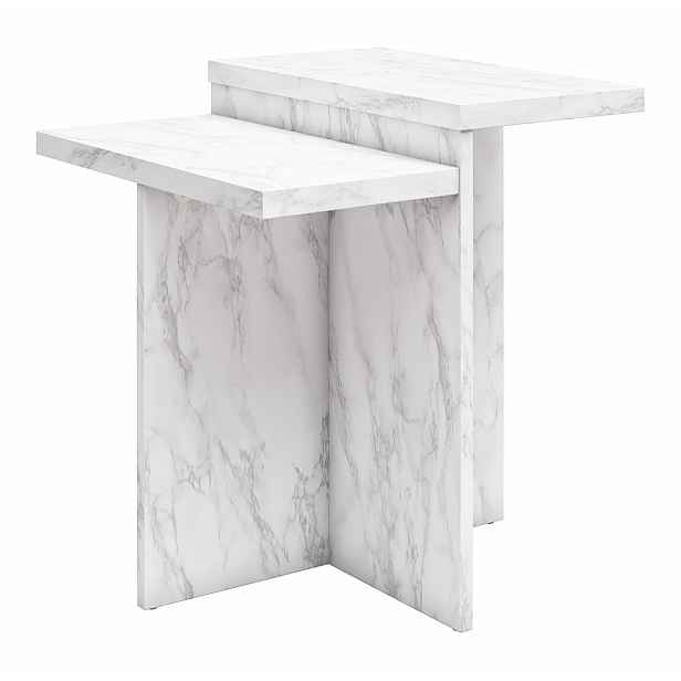 Bílý konferenční stolek v dekoru mramoru 56x56 cm Brielle – Støraa