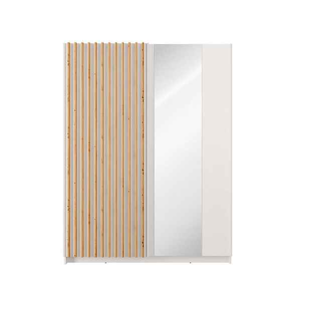 MASSENO ŠATNÍ SKŘÍŇ S POSUVNÝMI DVEŘMI MAREN, 150,6/198,5/55 cm 2dveřová se zrcadlem, bílá