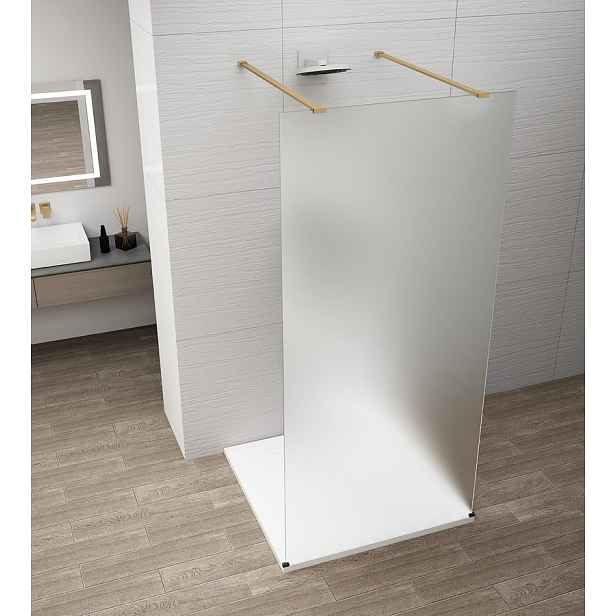 Polysan Esca - Sprchová stěna Walk-In 100x210 cm, Antidrop, matné sklo/matná zlatá ES1110-08