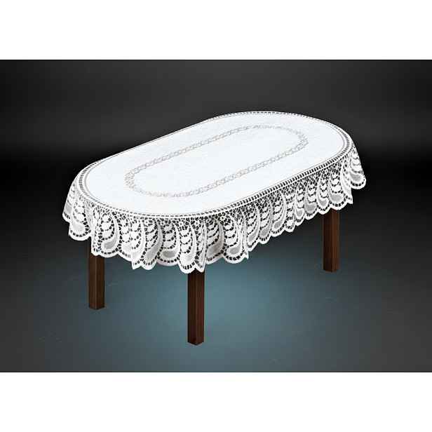 Žakárový ubrus SASKIE oválný více rozměrů bílá MyBestHome Rozměr: 180x130 cm