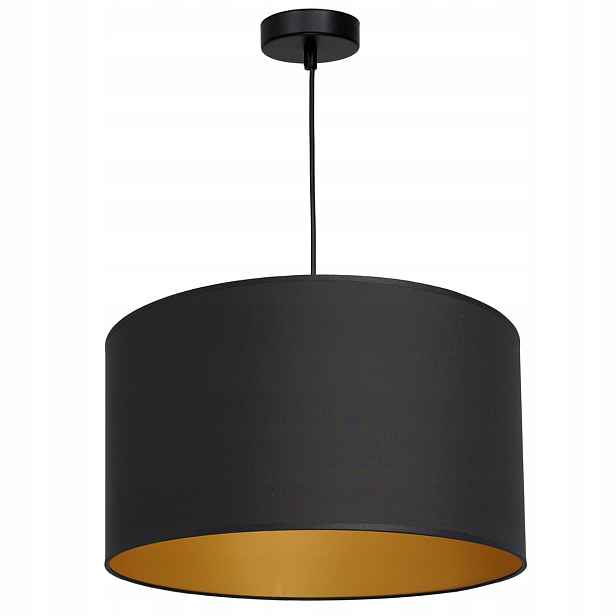 Závěsná lampa Luminex Arden černá Ø40 tkanina zlatý interiér E27 15W