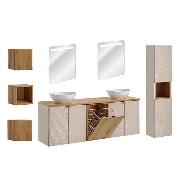 Petits-meubles KOUPELNOVÝ NÁBYTEK 160cm Manoa 2er-Set Kašmír - dřevo