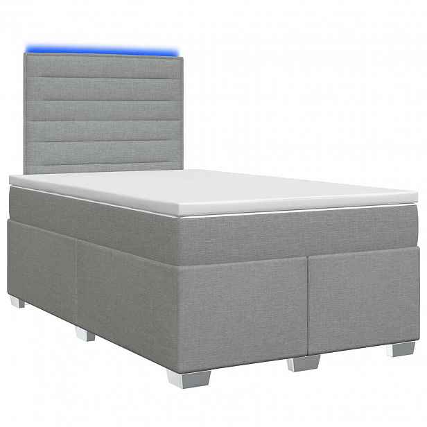 vidaXL Postel boxspring s matrací Světle šedá 120 x 190 cm Textil