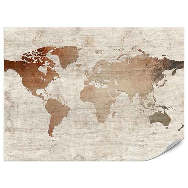 Muralo FOTOTAPETA do Obývacího Pokoje Vintage Mapa Dřevěné Pozadí Retro 150x105