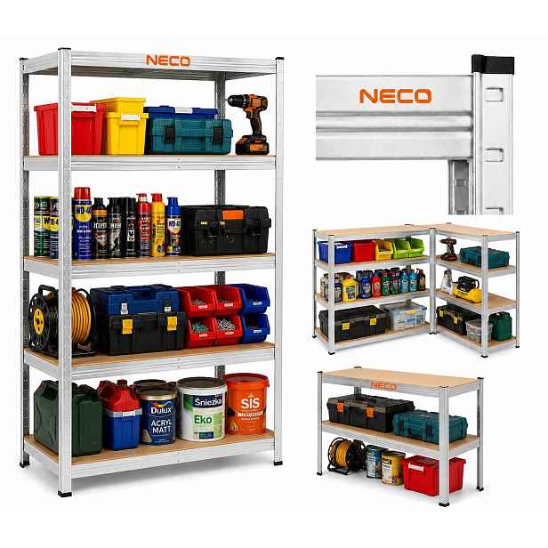 Skladový Regál Neco 180x90x40 cm 5 Polic 875 Kg Vyztužený Mdf